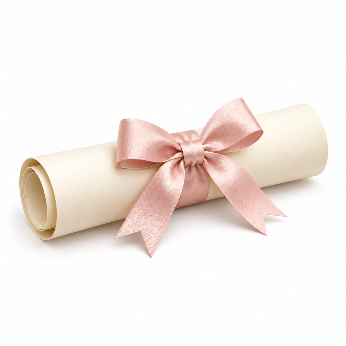 Digital baby bathing guide gift illustration: ivory scroll with blush ribbon