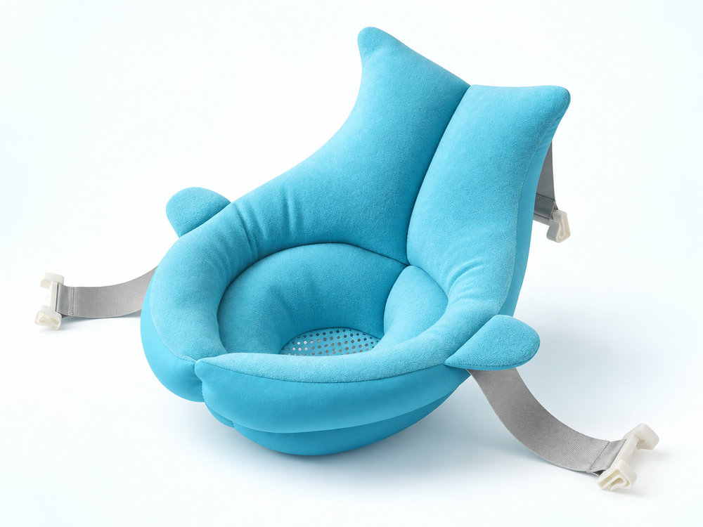 Blue Carea SoftBath cushion on a pale background